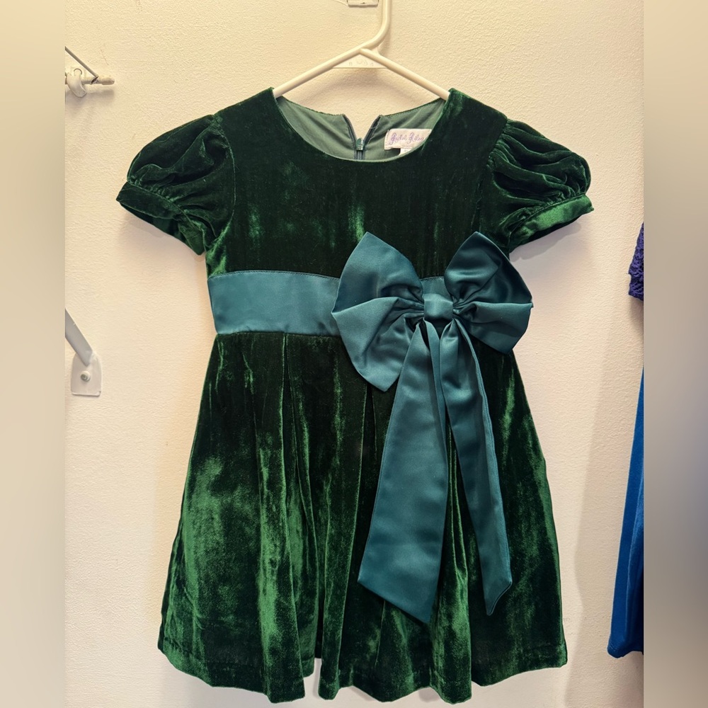 Rachel Riley Forest Green Velvet Dress